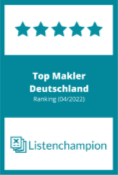 Listen-Champion-Siegel 2023 von 'Top-Makler-Deutschland', das QUIN Investment als einen der besten Immobilienmakler in Berlin-Charlottenburg und ganz Deutschland anerkennt.
