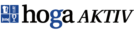 Logo von 'HOGA Aktiv' neben dem Logo von QUIN Investment, betonend deren Zusammenarbeit im Hotel- und Gastgewerbe in Kreuzberg.